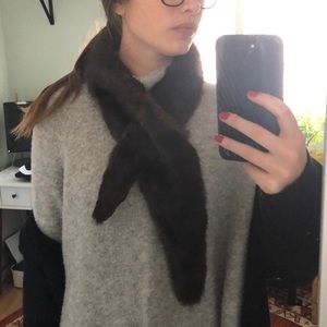Brown faux fur collar scarf